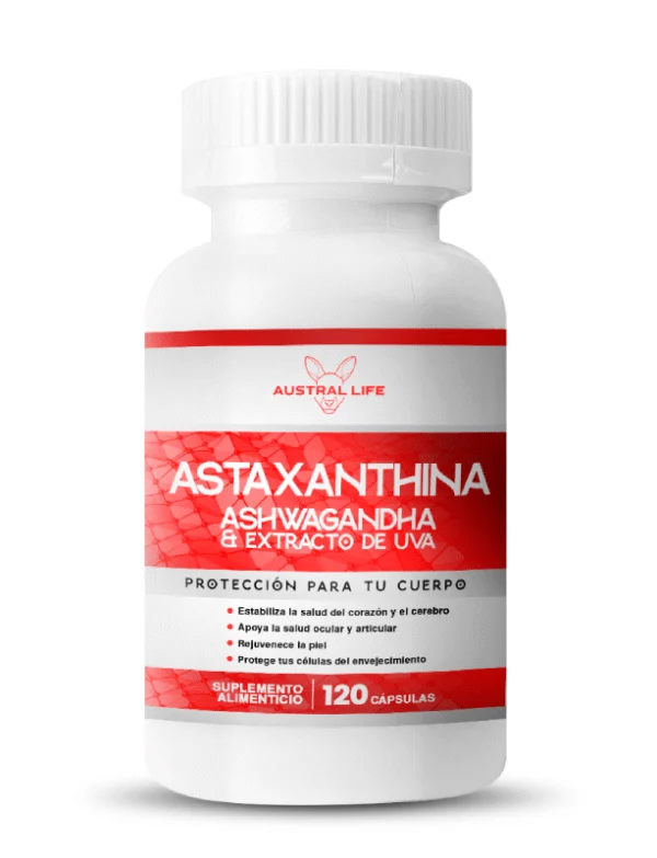 Astaxantina + Ashwagandha + Extracto de Semilla de Uva - 120 Cápsulas