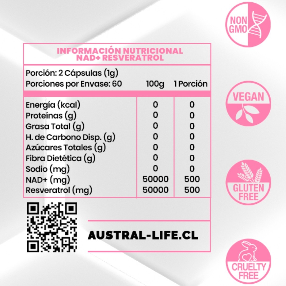 NAD+ Resveratrol - 120 Cápsulas - Imagen 3
